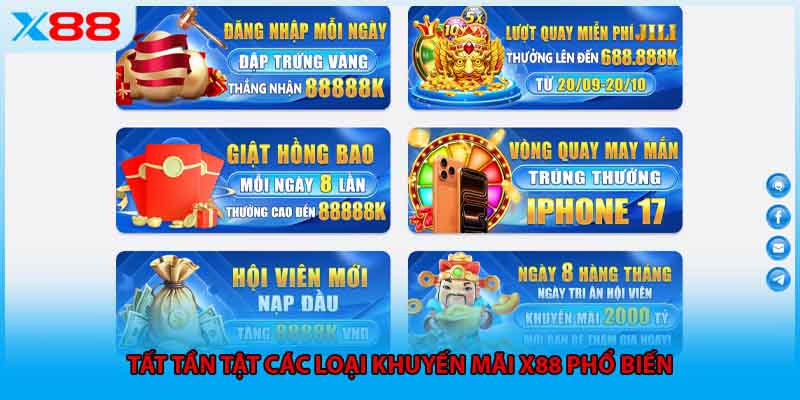 Tất tần tật các loại khuyến mãi x88 phổ biến